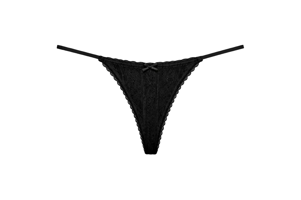 G-string pointelle - noir