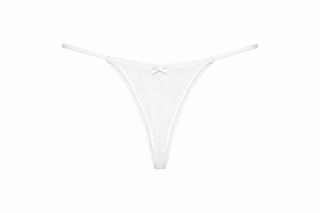 Ladies White String Pointelle G-string - white – maudeforyou