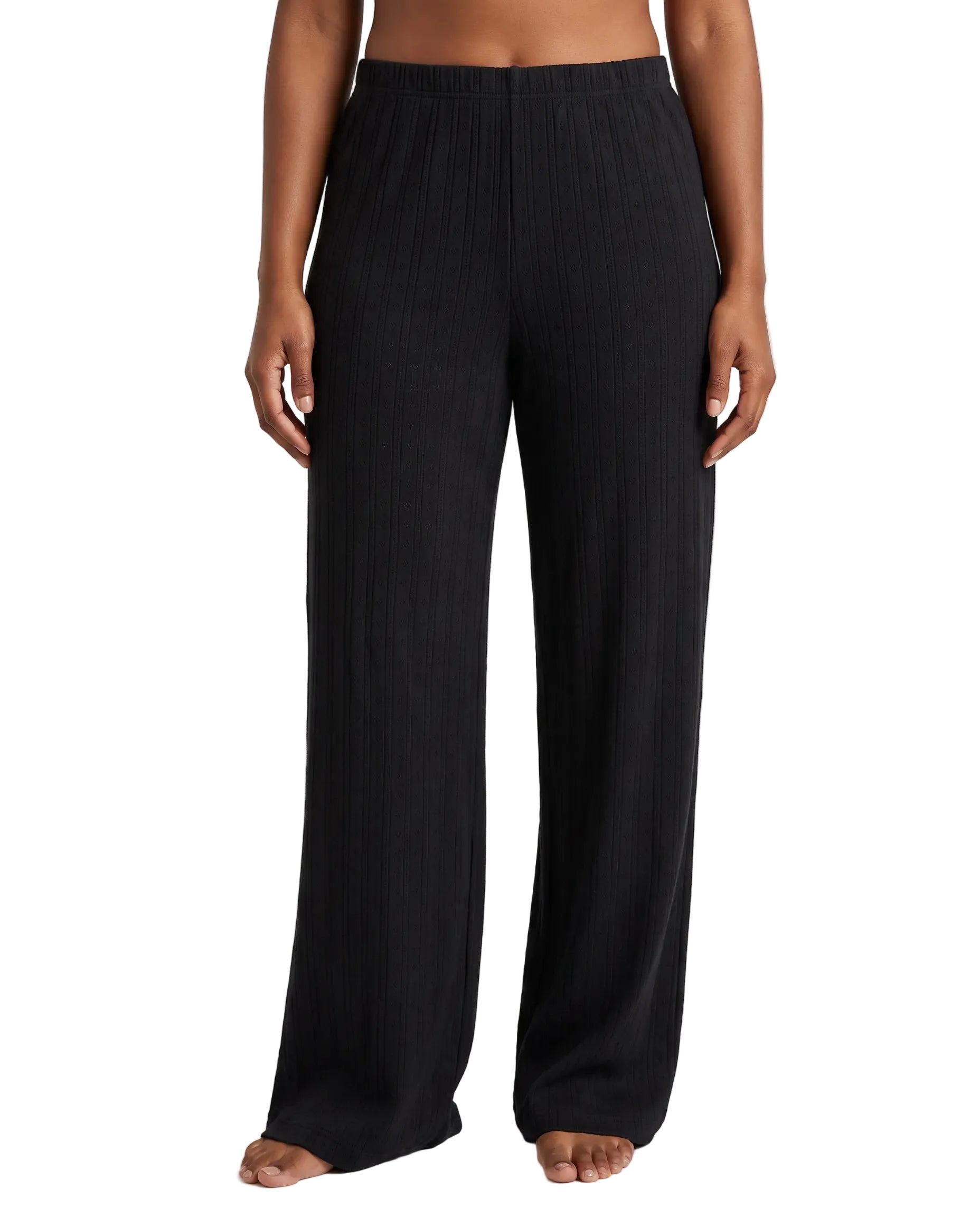 Pantalons pointelle - noirs