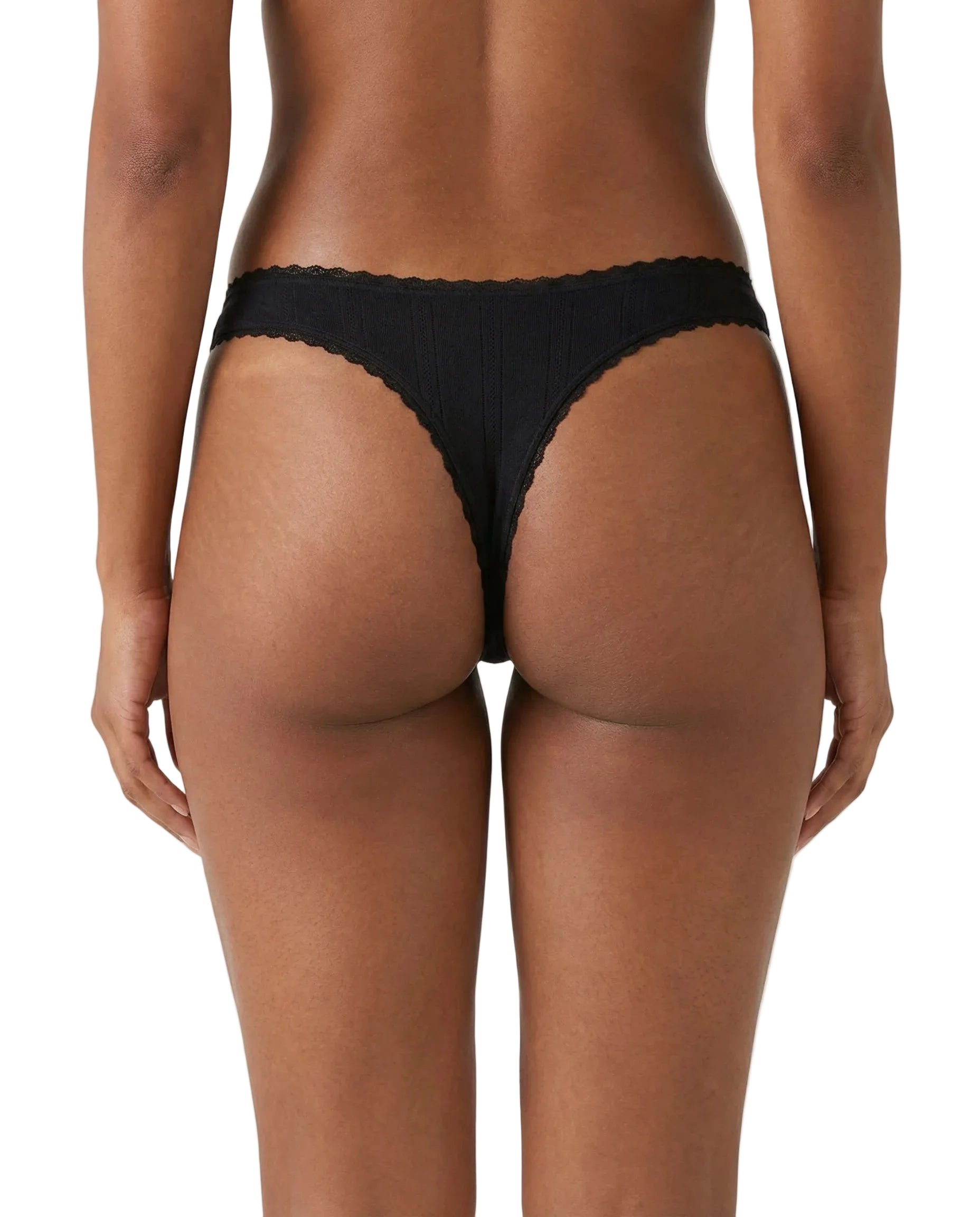 Tanga pointelle - noir