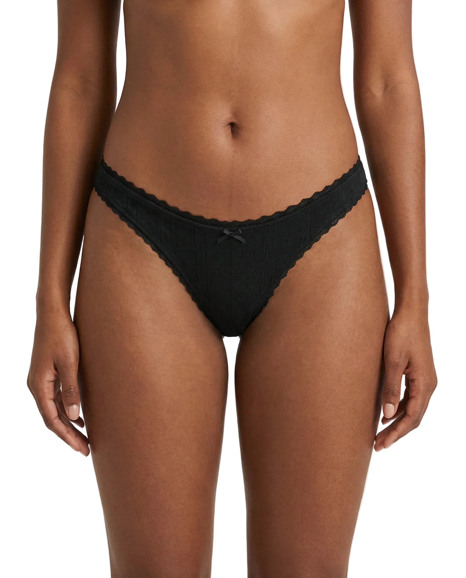 Tanga pointelle - noir