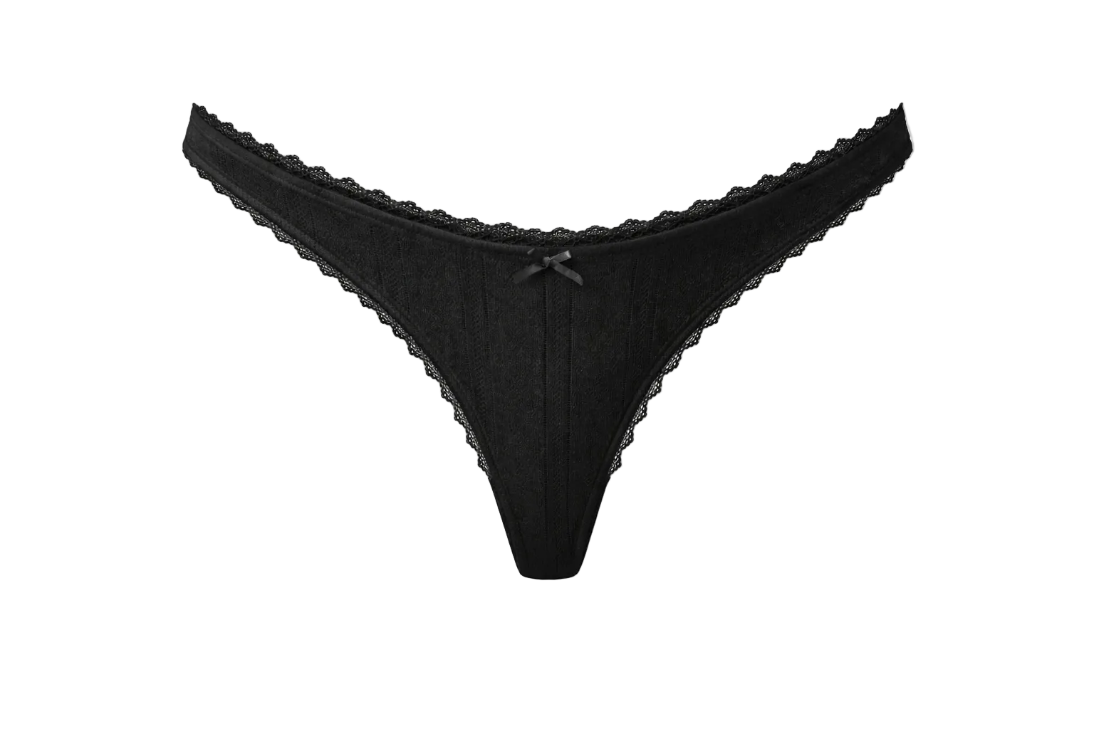 Tanga pointelle - noir