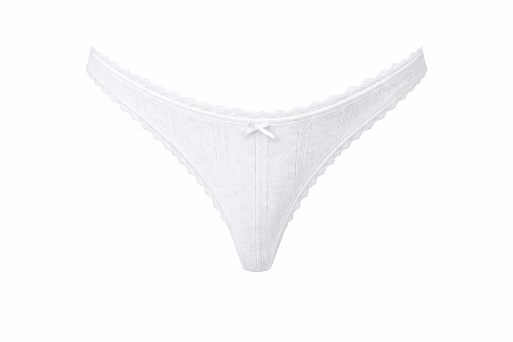 Tanga pointelle - blanc